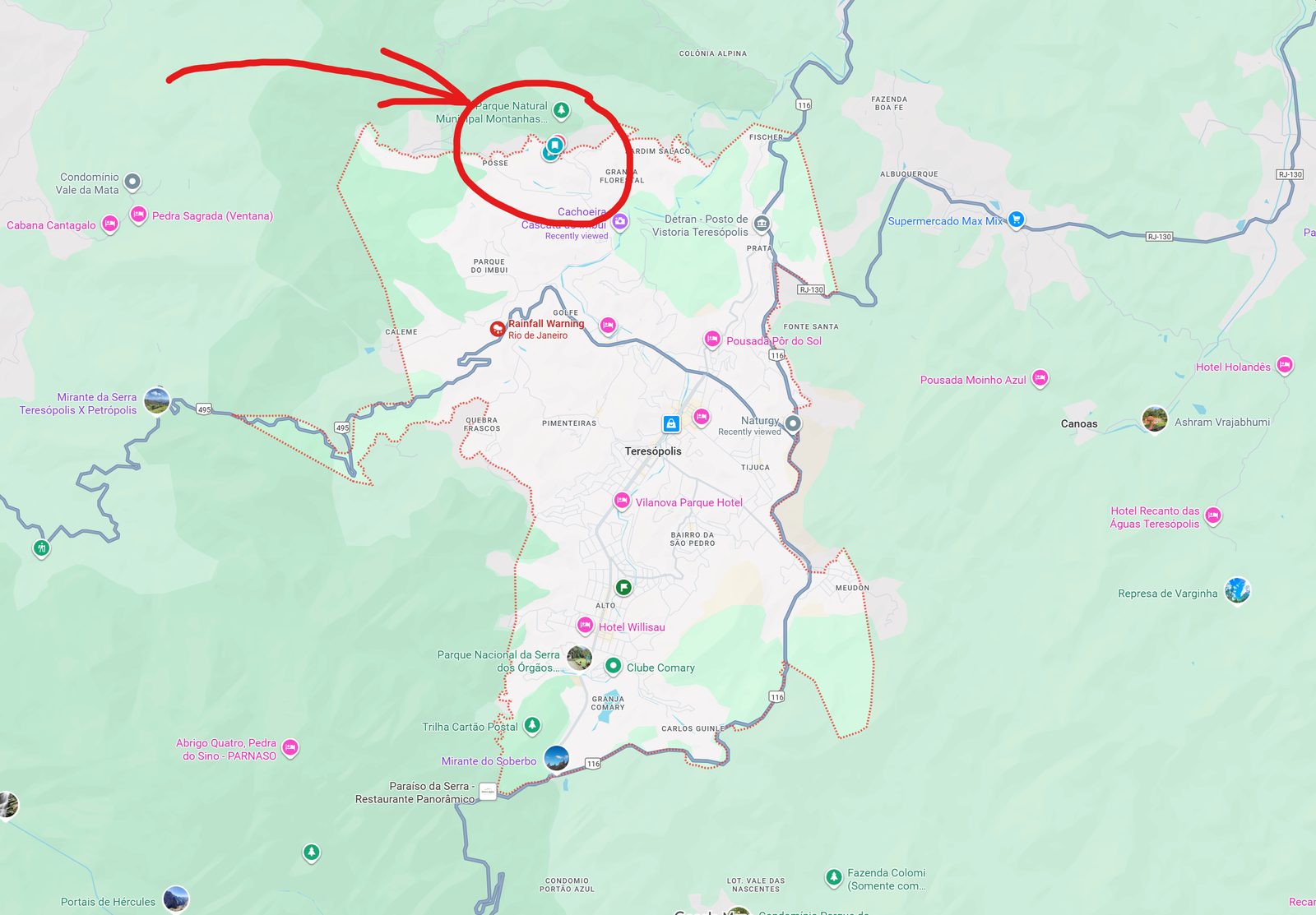 Localização do terreno em Teresópolis